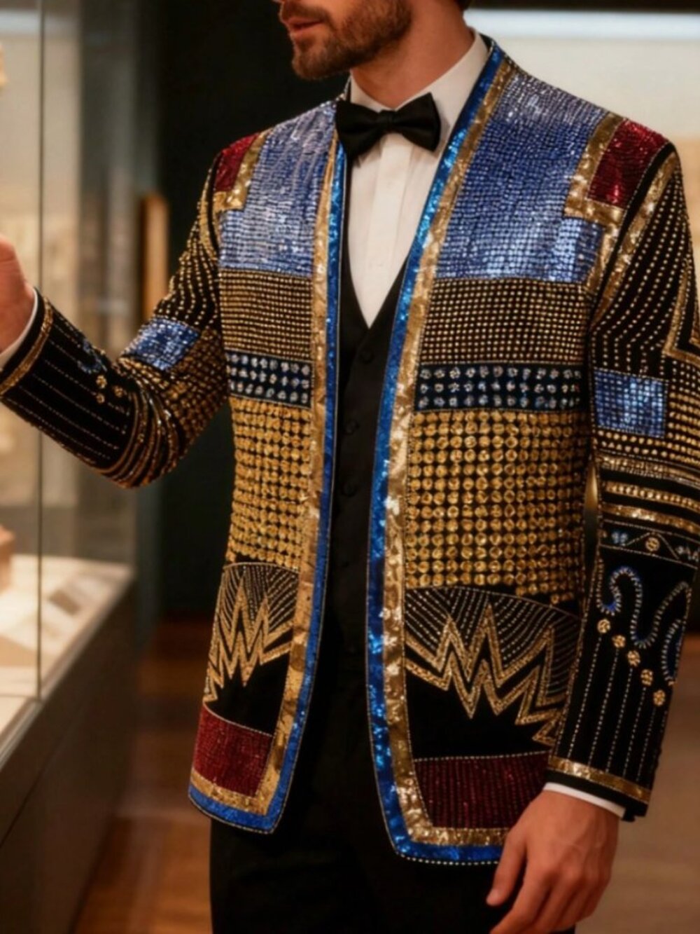 Men’s Luxury Sequined Slim Fit Embroidered Blazer